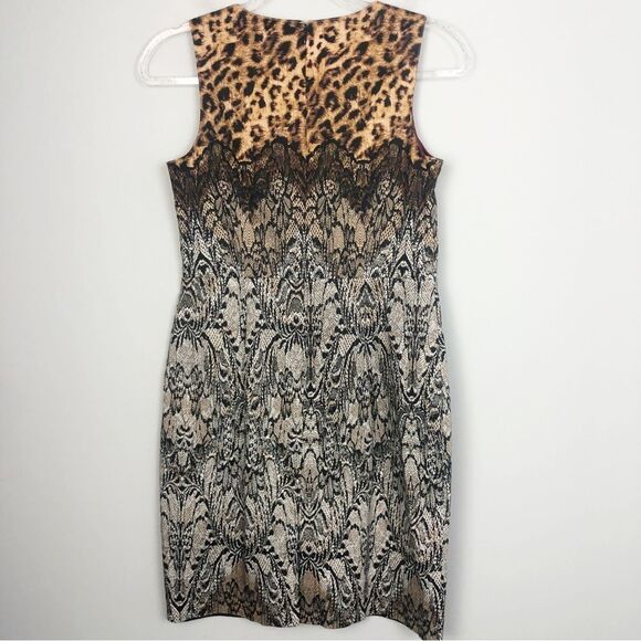 ANN TAYLOR | Animal Print Leopard & Lace Print Sheath Dress Women’s Size 2 - Picture 8 of 11